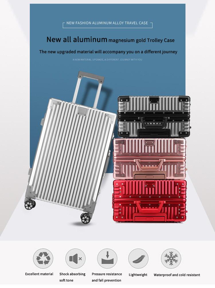 Aluminum Magnesium Alloy Luggage Premium Metal Suitcase TSA Lock Travel Case Aluminum Magnesium Alloy Luggage Premium Metal Suitcase TSA Lock Travel Case