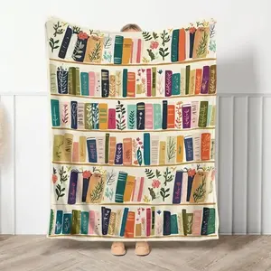 Ultimate Book Lover Gift Vintage Bookshelf Library Throw Blanket Cottagecore Wildflowers Design Perfect Christmas Present For Readers All Ages Cozy Literary Themed Blanket For Reading Enthusiasts