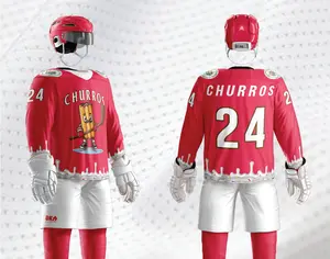 Churros Ice Hockey Jersey - Summer 100% Polyester Sublimation Bold Colors Non-Fade Durability Crunchy Outside Goalie Cut Sizes Customizable