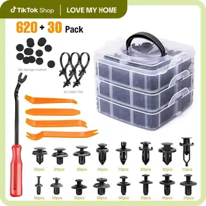 620 PCS Bumper Retainer Clips Kit - 16 Types Auto Body Fasteners with Expanding Screws,Nylon Ties & Tool Set,4 Essential Clips, Sponge Cushion, Auto Push Pin Rivets Set -Door Trim Panel Fender Clips for Gm Ford Toyota Honda Chrysler, Dealsforyouday