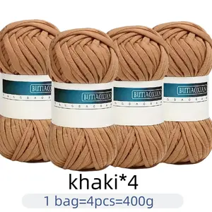 4 Pcs, hand-woven fabric strips, flat yarn, suitable for making decorative items such as woven backpacks, vests, pendants, scarves, gloves, etc., each piece weighing 400g