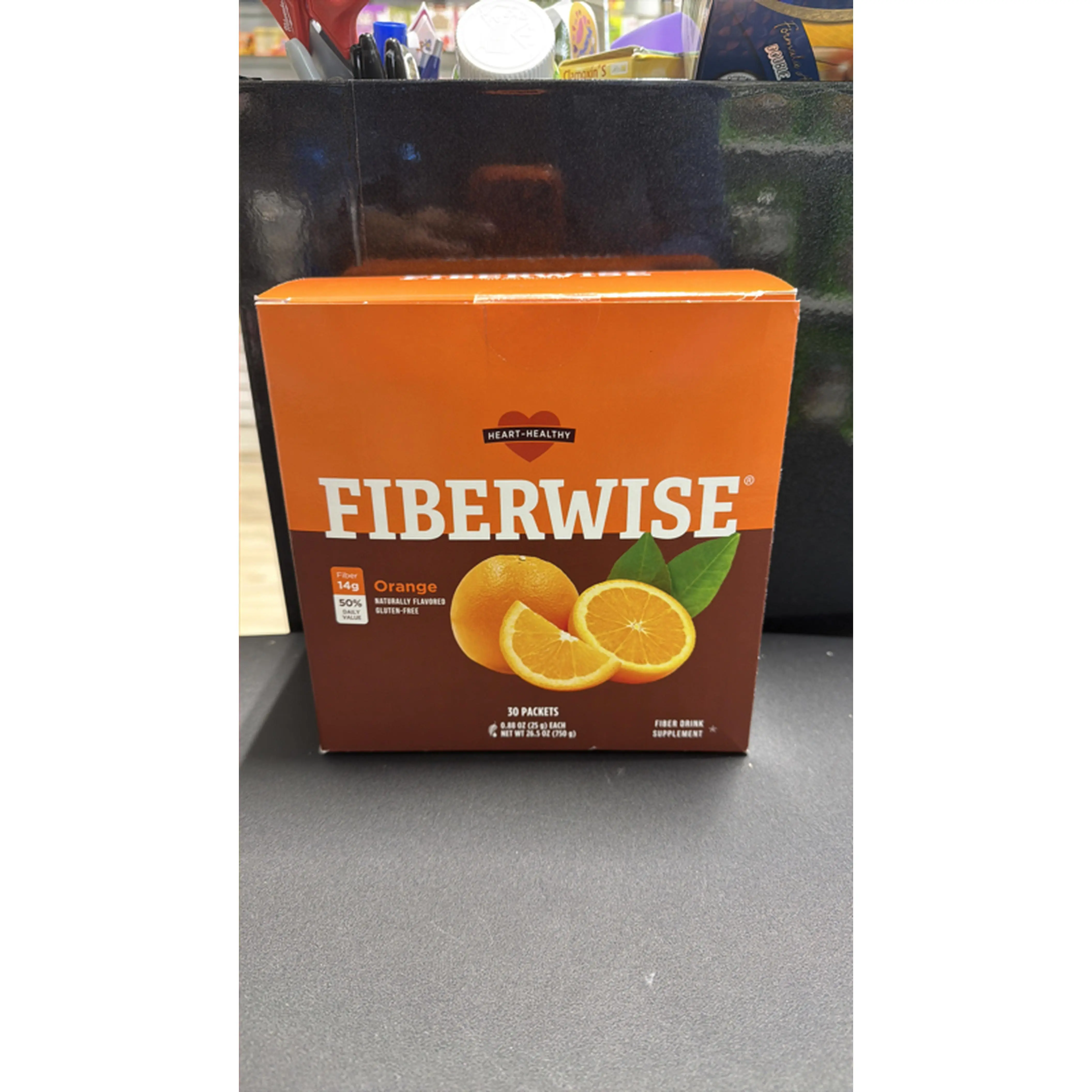 Fiberwise Orange Heart-Healthy Fiber Snacks - 30 Packets of 1.25 oz Each - Ideal for Daily Fiber Intake