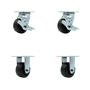 Service Caster TOOL-SCC-30CS420-POB-TLB-2-R-2 Tool Box Caster Wheel Set - 4 in. Flat Free, Zero Maintenance Polyolefin Wheels - Industrial Grade - 2 Swivel with Top Lock Brakes