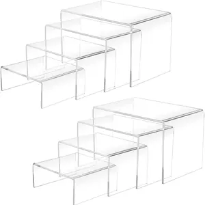 8Pcs Acrylic Display Risers(6",5",4"3") Clear Product Stand, Cupcakes Holder Dessert Display Transparent Showcase Stands, Candy Bar Risers
