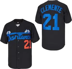 Roberto Clemente Men's #21 Santurce Baseball Jersey Stitched Boyfriend Style Sports Top Gym Clothes Workout High-Quality Polyester Mesh Breathable Fabric Short Sleeve Button Closure Optional Sizes S-XXXL