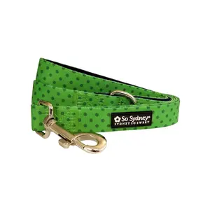 Lime Green & Navy Polka Dots Designer Dog Leash