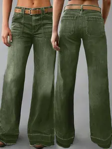 Women's High Waist Loose Straight Leg Denim Jeans, Comfortable Casual Style, Perfect for Daily Wear and Outdoor Activities, T-chic