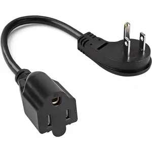 Flat Plug Extension Cord, 3  1875W Short Extension Cord 13A 16AWG UL Listed 3-Prong Grounded Heavy Duty Power Extension Low Profile Outlet Saver Extension Cords  - Black