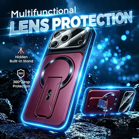Weseecase Protective Multifunctional Smartphone Casing - iPhone Accessories with Invisible Stand, Camera Cover