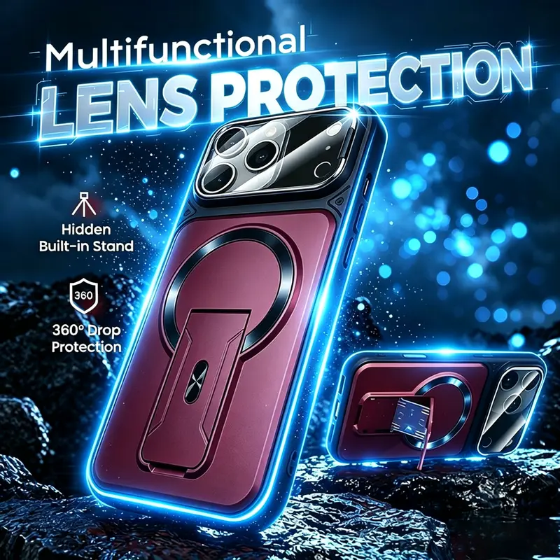 Weseecase Protective Multifunctional Smartphone Casing - iPhone Accessories with Invisible Stand, Camera Cover