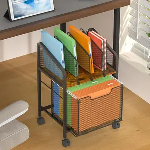 Rolling file cabinet with adjustable dividers, vertical filing cabinet with lockable storage drawer on wheels, hanging file organizer under desk for office and home (patent pending)