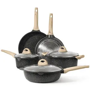 Carote Pots and Pans Set Non Stick, Nonstick Kitchen Cookware Sets,8 Pcs Induction Cookware (Black)