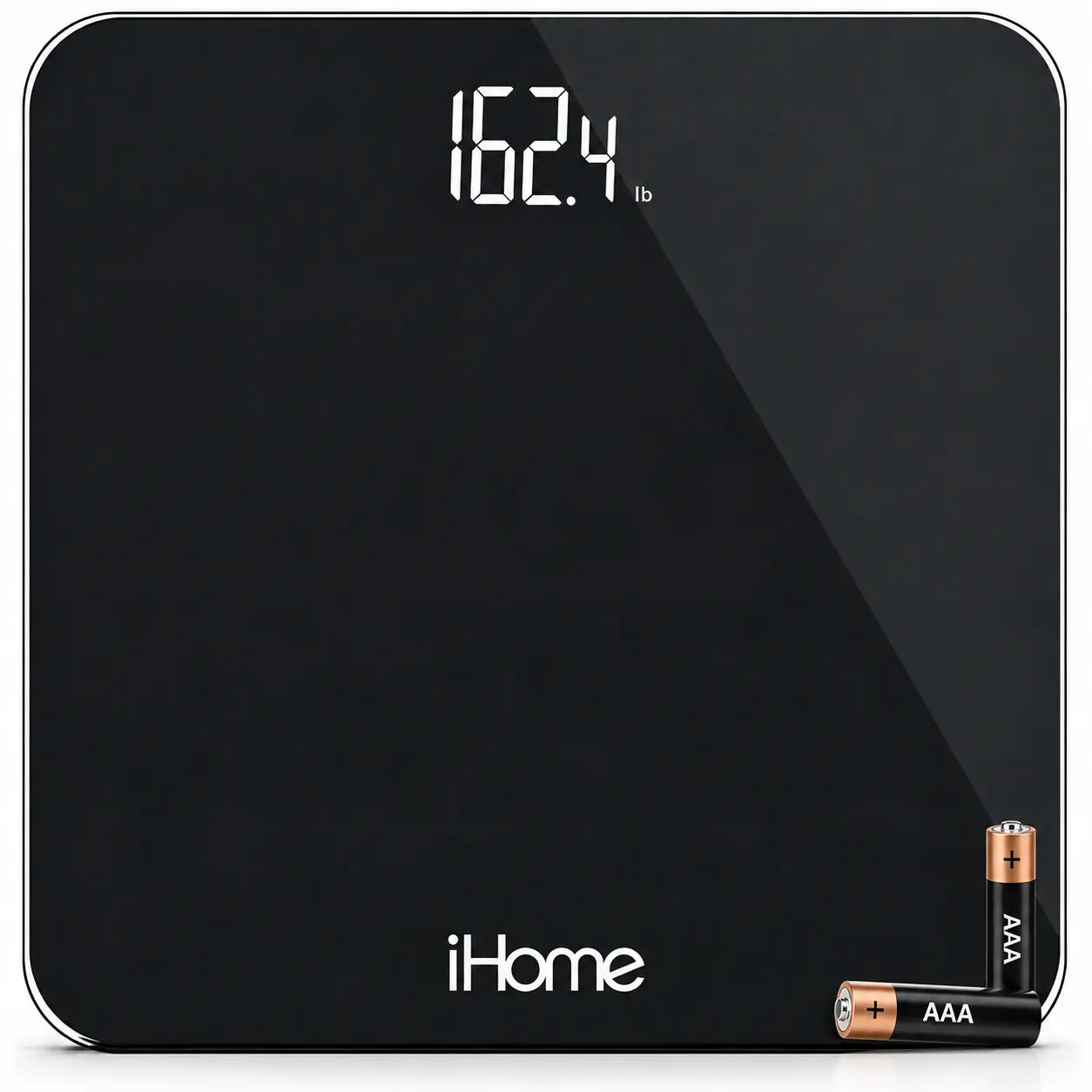 iHome Accurate Digital Bathroom Scale for Body Weight - 400 lb (180 kg) Capacity, High-Precision, Step-On Auto-Calibrate, 0.2lb Accuracy, Tempered Glass Flat Platform, Easy-Read Display, Auto On and Off, Dry Battery Power