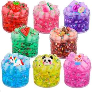 8 Pack Jelly Cube Crunchy Slime Kit, with Soft Stretchy Non-Sticky Clear Crunchy Slime Toy, Stress Relief Toy for Girls and Boys, Best Birthday Gift, Kids Party Favors and School Education