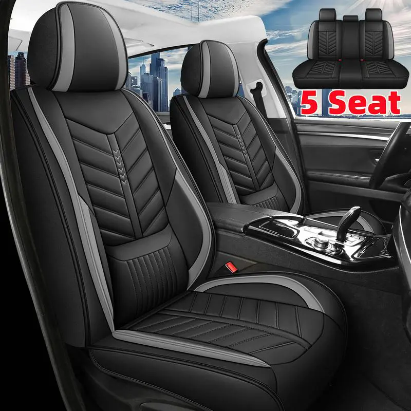 Enhance Comfort Car Seat Covers - Waterproof Durable PU Leather - Fully Wrapped Soft Comfortable Waist Support - Interior Protection for All 5 Seats, Carseat Seat Protectors, Seat Protectors,toolupgrade