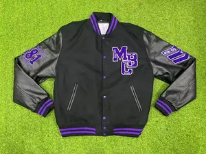 MBC Genuine Leather and Wool Unisex Letterman Jacket Menswear Women's wear