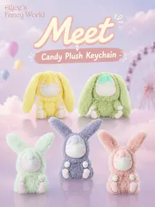 NCOSMOS elyce’s Fancy world Plush Bunny Keychain, Cute Designer Vinyl Plush Doll Pendant, Kawaii Bag Charm Collectible Toy for Women, Girls Backpack Accessory Gift