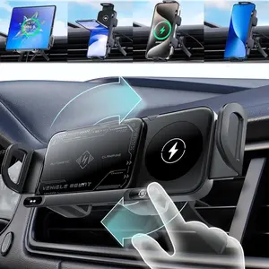Smart Dual-Function Car Phone Holder & Wireless Charger, Automatic Rotation, Fast Charging, Compatible with Smartphones & Tablets, Wireless Mobile Charger