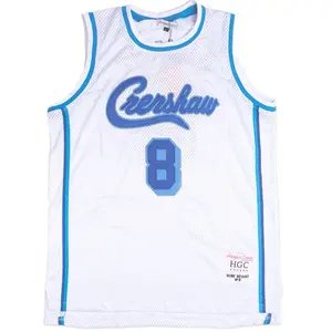Kobe Crenshaw 8 Throwback Jersey - White with Blue and Gray Trim, Featuring Number 8 and "Cershaw" Design