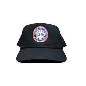 Operating Engineers Union Number Rope Hat - Black with Circular Logo, Back Button Closure, Adjustable Fit