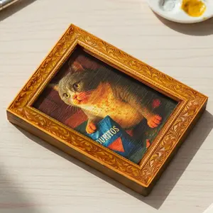 ACRYLIC 1pc Cute Hakimi Refrigerator Magnet, Wooden Mini Decorative Painting, Fun Cat Eating Show, Wooden Refrigerator Sticker, Home and Office Decoration, Unique Gift and Kitchen Accessories, Cat Accessories