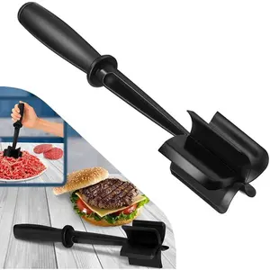 Meat  for Hamburger, Professional Heat Resistant Masher Smasher Kitchen Tool for Turkey Ground Beef, Multipurpose  Mincers Gadgets for  Fruits Vegetable (Black, 1 count)