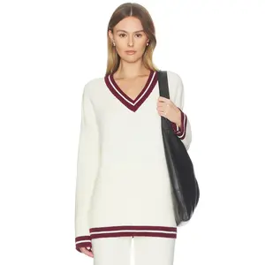 SNDYS Colton Varsity Knit Jumper in Cream Contrast