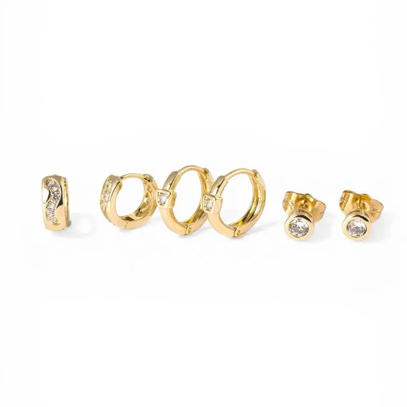 Brillo Eterno 14 Karat Gold Plated CZ Hoop Earrings for Women - 10mm x 2mm Elegant Costume Jewelry, Stylish Gold Earrings Accessory, Earring For Women