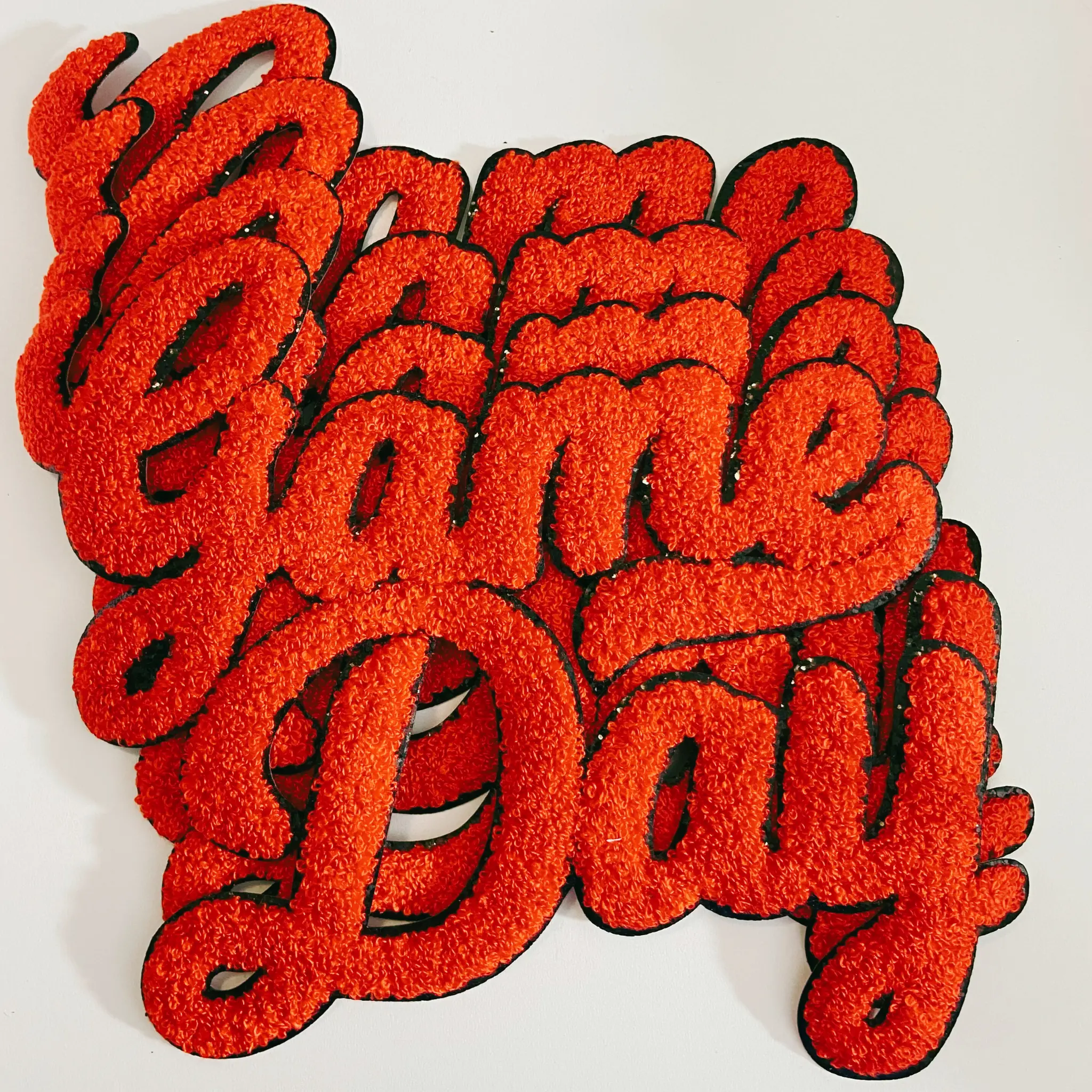 10.5” x 8.5" GAME DAY script in RED - Chenille Patch