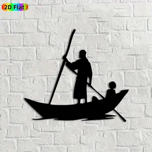 1pc Gondolier Silhouette Metal Wall Art,Gondolier Statue Mural, Ideal Gift for New Year, Easter, Venetian Decor Enthusiasts, Weather-Resistant Metal Wall Decor Wall Sculptures, Perfect for Living Room Wall & Garden Fence Gondolier Enthusiasts