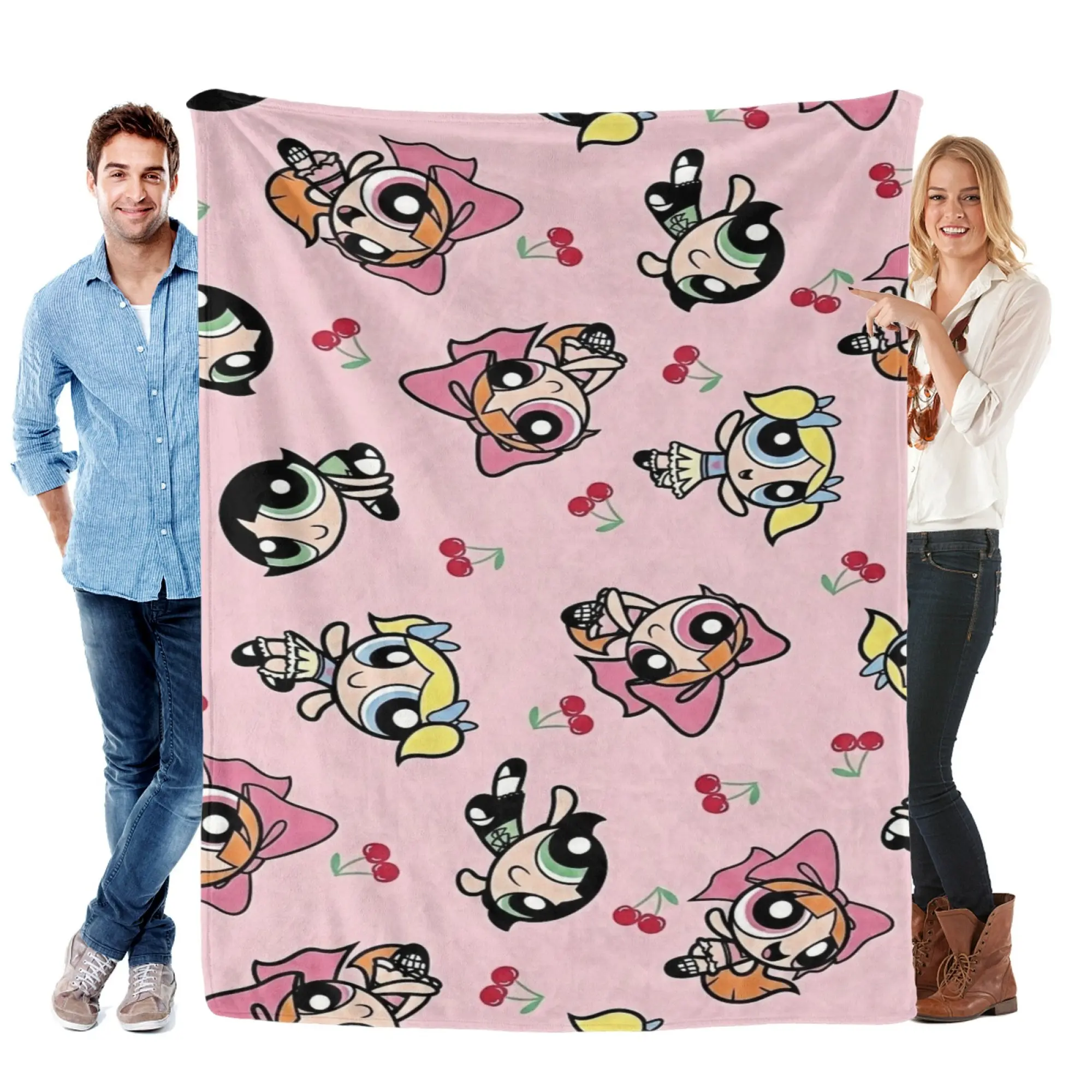 The Powerpuff Girls Blanket, Cute Cartoon Character Soft Fleece Throw Blanket For Kids Girls Bedroom Decor, Pink Cozy Warm Blanket Gift For Fans, Bed Sofa Home Decoration
