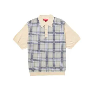 Supreme Plaid Knit S S Polo White (men) by StockX