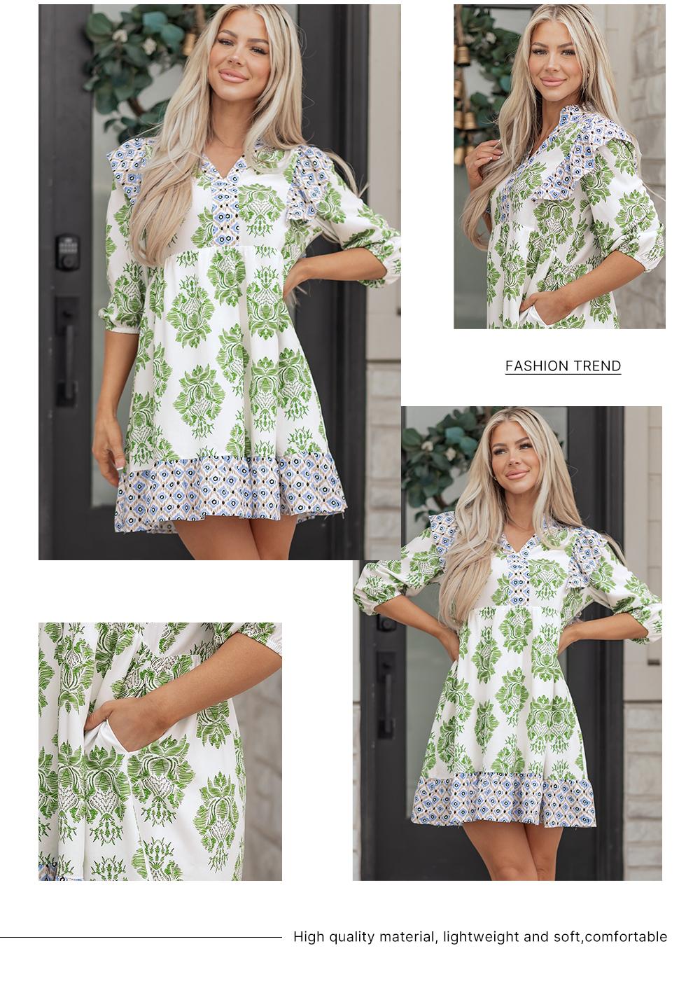 Asvivid Women's Floral Print Contrast Patchwork Ruffle Detail Mini Dress Summer Lightweight Casual Bohemian Boho Dresses summervibes