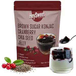 Cranberry Chia Seed Jelly – Vegan, Halal, Gluten-Free, Dye-Free | DIY Jel Dessert made with Natural Brown Sugar & Konjac | 8 Counts (makes 40oz+)
