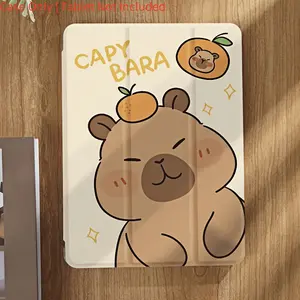 Cute Capybara Tri-Fold Cover Stand with Pen Holder, Shockproof Tablet Case Suitable for iPad Air 4th/5th (10.9-Inch), 7/8/9th (10.2-Inch), 5th/6th/Air1/Air2 (9.7-Inch), Air 3rd (10.5-Inch), Pro (11-Inch), 10th For Samsung A7 LITE/S6LITE 10.4/S7/S8/S9/S9FE