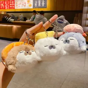 Cute Seals Sea Otter Baby Keychain Plush Seal Figurine Hanging Pendant Keyrings Student Schoolbag Key Chain Pendant Gifts