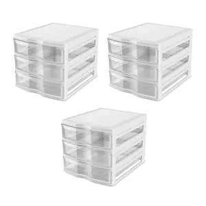 Life Story 3 Drawer Stackable Shelf Organizer Storage Drawers, White (3 Pack)