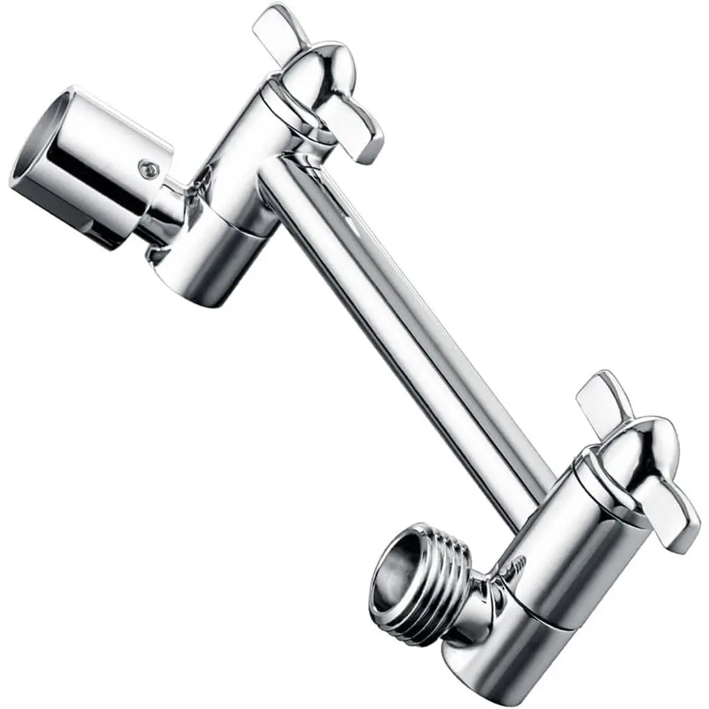 Brass Shower Arm Extender for Rain and Handheld Shower , 5 Inch  Shower  Extension Arm, Height & Angle Adjustable, Chrome