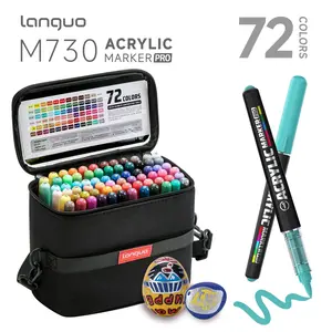 Blue Fruit M730 Pro Acrylic Markers Set, 72 Colors Full Range, Smart Ink System, Large Capacity, Durable, Portable Fabric Case