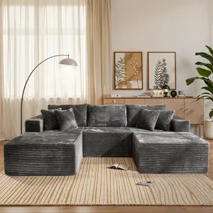 ALTRIGUS 108" Cloud Sectional Couch with L/U-Shape Chaise With Removable Ottomans,Modern Modular Sofa with Deep Seat, Upholstered Couches for Living Room Bedroom,No Assembly Required