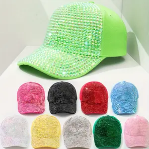 [Colorful Rhinestone Baseball Cap] Rhinestone Bling Baseball Cap For Women, Fashionable Sun Hat, Adjustable Caps, Colorful Casual Style Accessory For Outdoor Activities