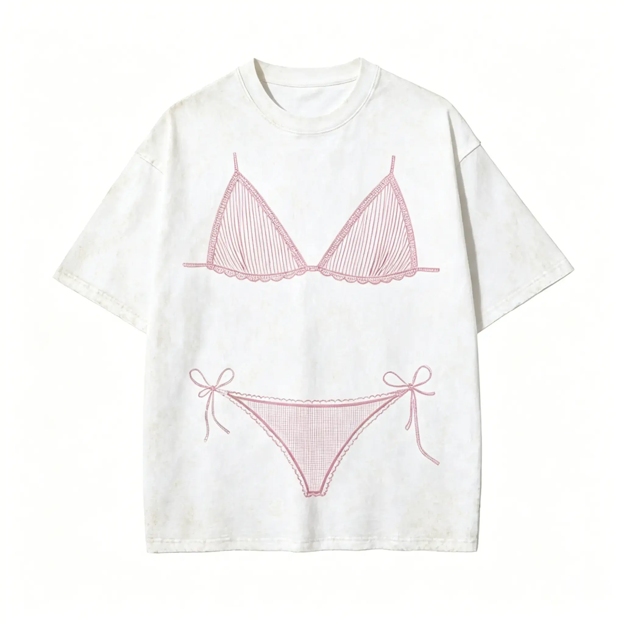 Women's Short Sleeve Round Neck Casual Graphic T-Shirt, Streetwear Bikini Body Illusion, Summer Vacation Coverup, Cute Sports Top Non-Washed, Tops, Women's Tops