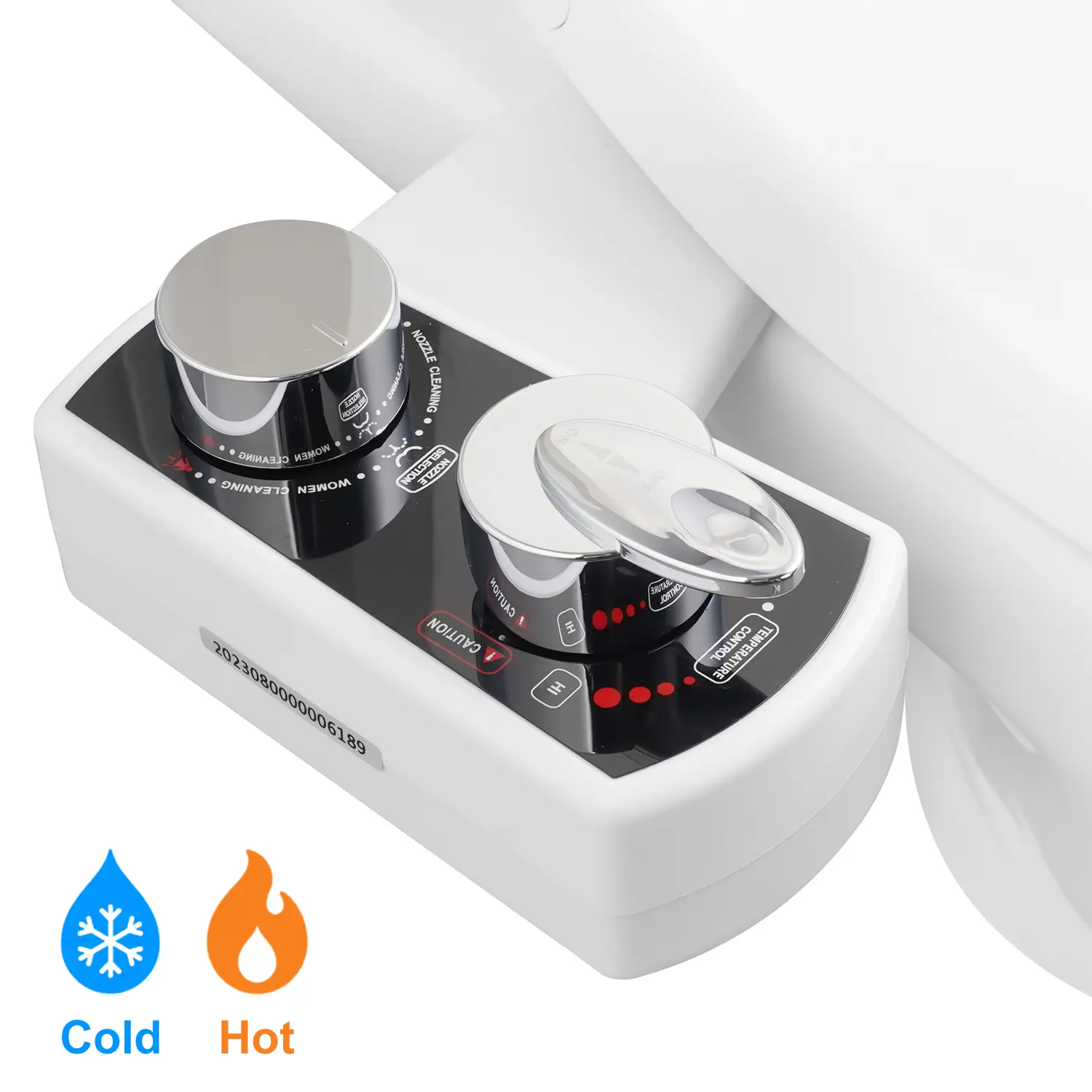 Non-Electric Universal Fit Bidet Toilet Seat Attachment with Handheld Bidet Sprayer, Cool-Warm Temperature Control, Easy Setup, Dual-Nozzle Cleaning, Adjustable Pressure, Female Wash Function, Self-Cleaning Toilet Seat Compatibility, Self-Cleaning Toilet