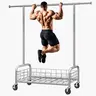 Raybee Clothes Rack Load 400 LBS, Rolling Heavy Duty Clothes Rack with Sturdy Wheels & Basket, Portable & Adjustable & Commercial Garment Rack, Chrome