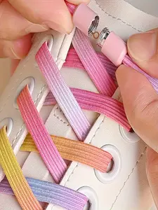 Rainbow Candy Elastic Shoelaces, No-Tie Laces, Pearl Finish Fashion Laces, Suitable for Skate Shoes and Sports Shoes, Lazy Person Laces