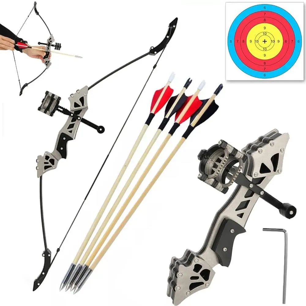 18" Mini Recurve Bow 16lbs Mini Bow Archery and Arrow Set for Teenager and Adults Shooting Range 30-60m Right Handed for Target Shooting Hunting Games Pocket Bow Archery Gift