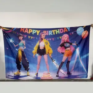 2D 1pc colorful birthday greeting banner - Happy Birthday Banner, Vibrant rainbow letter decorations, suitable for girls/boys' birthday parties, photo backgrounds, indoor or outdoor party supplies, Backdrops for Photoshoot