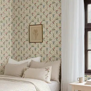 Cabbrix Vintage Wallpaper Peel and Stick Floral Wallpaper Boho Neutral Contact Paper Vinyl Waterproof Self Adhesive Wall Paper for Bedroom Shlef Cabinet Décor