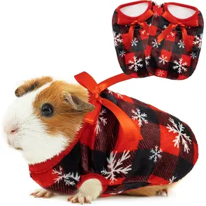 Guinea Pig Clothes - 2 Pack Christmas Warm Vest Pet Costume for Guinea Pigs Rabbit Bunny Ferret Chinchilla Kitten Puppy Small Animals - Cute Plaid Cozy Fleece Pet Shirts for Winter Holidays PLUSH CHRISTMAS GUINEA PIG VES