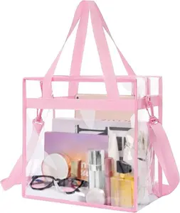 Clear Bags 12x6x12 Stadium Approved Clear Tote Bag with Zipper Closure Crossbody Shoulder Bag with Adjustable Strap